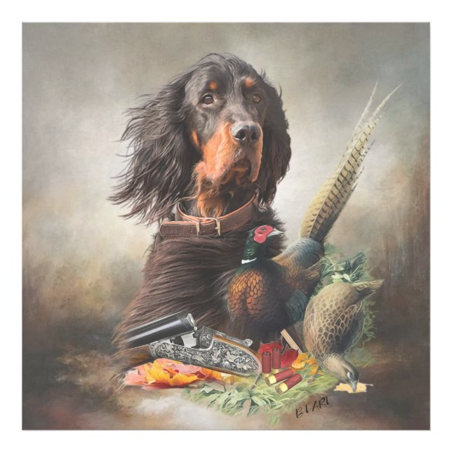Foto Gordon setter com faisões, Art (Frente)