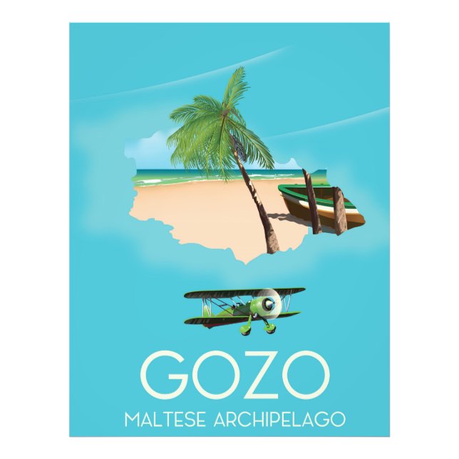 Foto Gozo, Poster de viagens de Mapa do Arquipélago Mal (Frente)