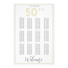 Foto Gráfico de 50. Aniversário, branco e Dourado, Impr
