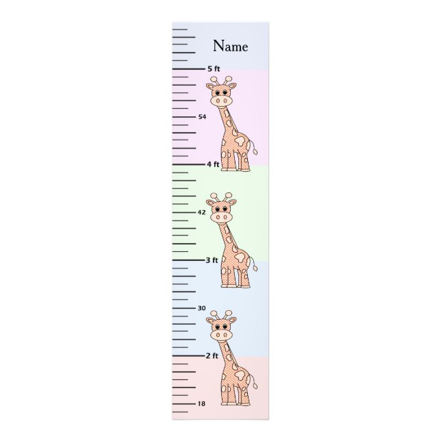 Foto Gráfico de Crescimento Girafa Fofa Pastel Adiciona (Frente)