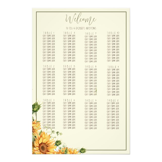 Foto Gráfico de Sentos de Casamento de Cores de Girasso (Frente)