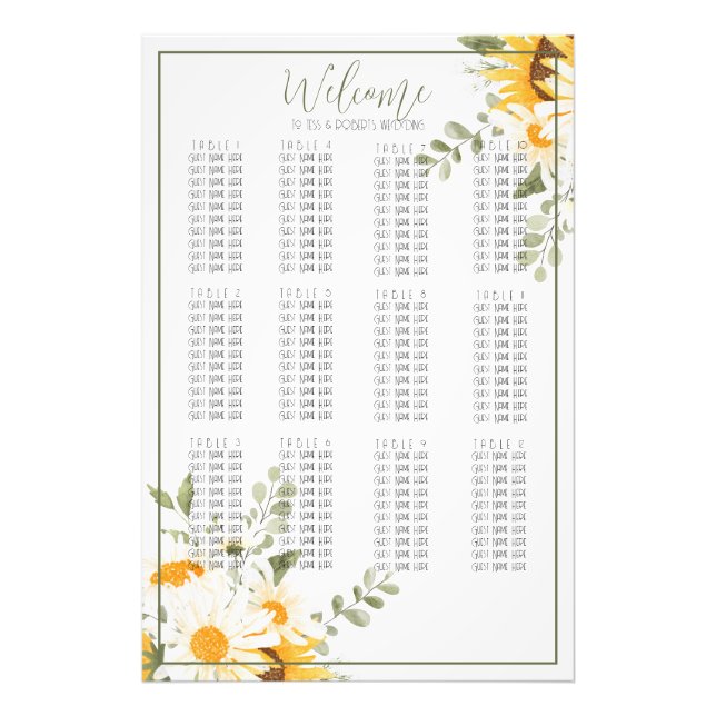 Foto Gráfico de Sentos de Casamento de Cores de Girasso (Frente)