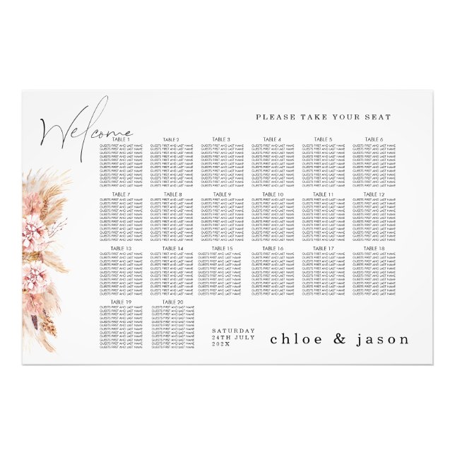 Foto Gráfico Floral Sentado Boho Blush Poster (Frente)