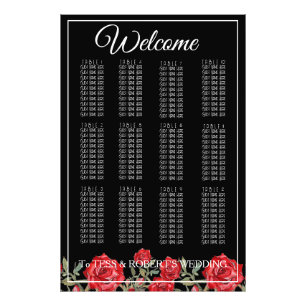 Foto Gráfico Sentado Floral Negro Elegante do Rosa verm