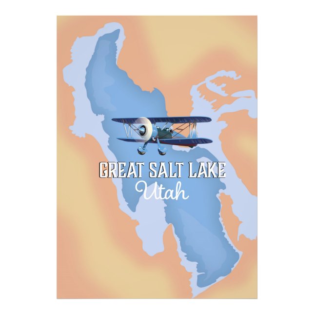 Foto Grande mapa do Lago Salk Utah pôster de viagem. (Frente)