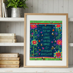 Foto Grateful Citte Green Blue Floral Whimsical Art
