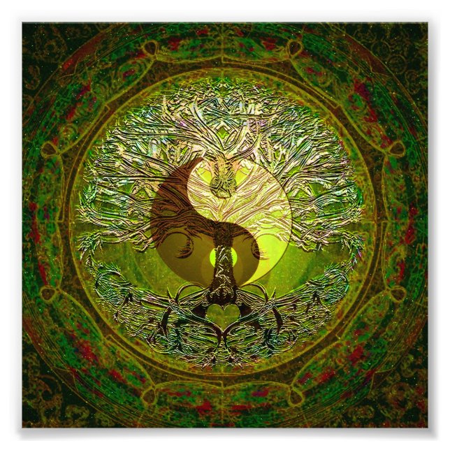 Foto Green Yin Yang com Árvore da Vida (Frente)