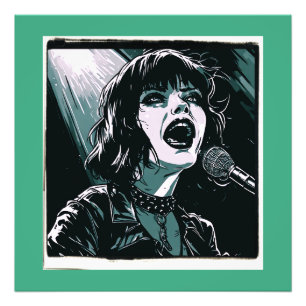 Foto Grite Alto Punk Rocker Retro Vintage Verde Água