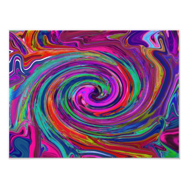 Foto Groovy Abstrato Retro Magenta Escuro Redemoinho Ar (Frente)