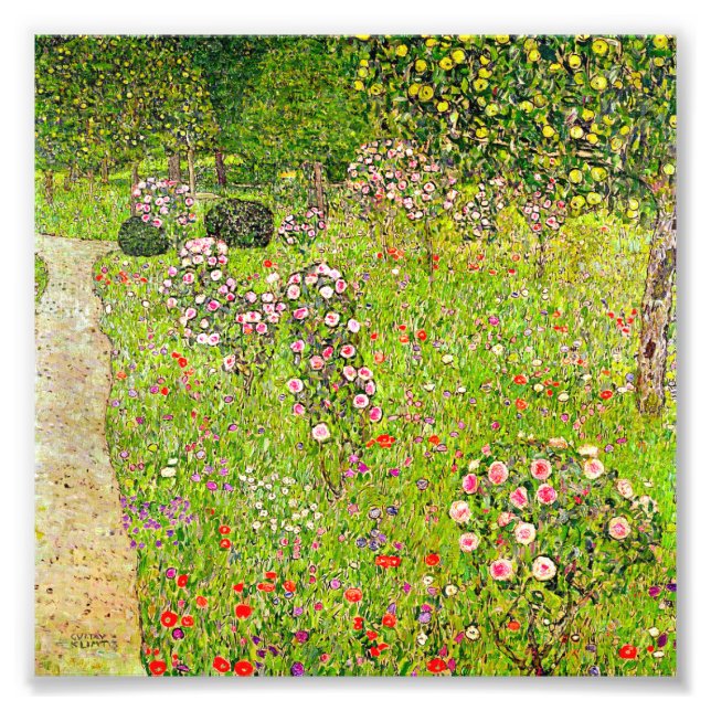 Foto Gustav Klimt Orchard com Rosas (Frente)