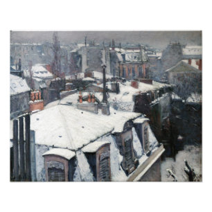 Foto Gustave Caillebotte - Telhados na neve