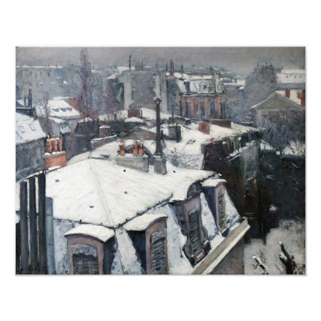 Foto Gustave Caillebotte - Telhados na neve (Frente)