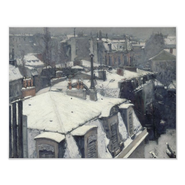 Foto Gustave Caillebotte - Telhados na neve (Frente)