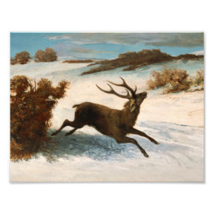 Foto Gustave Courbet - Deer Running in the Snow
