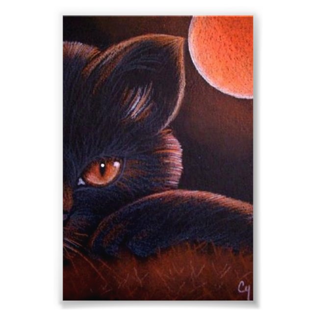 FOTO HALLOWEEN BLACK CAT COM ÓRGÃO DE 4" X IMPRESSÃO DE (Frente)