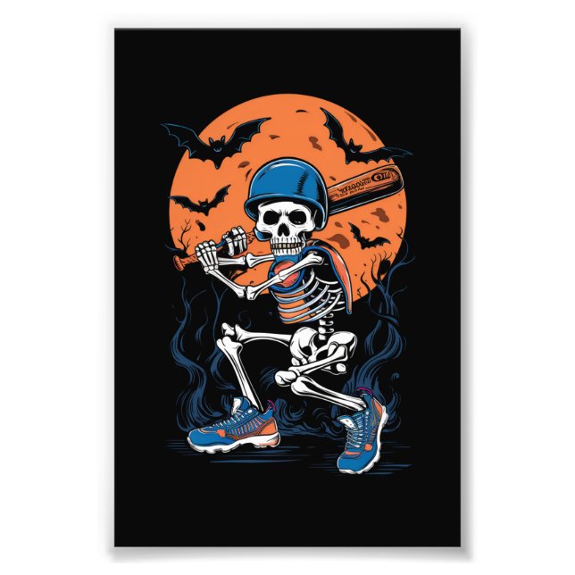 Foto Halloween de Baseball Halloween do Skeleton de Bas (Frente)