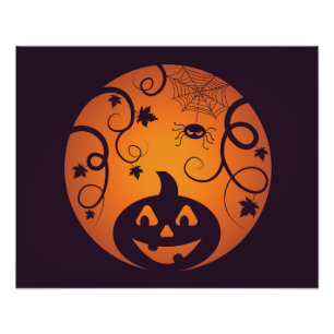 Foto Halloween Jack ou lanterna abóbora face e aranha
