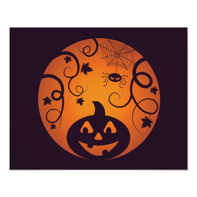 Foto Halloween Jack ou lanterna abóbora face e aranha (Frente)