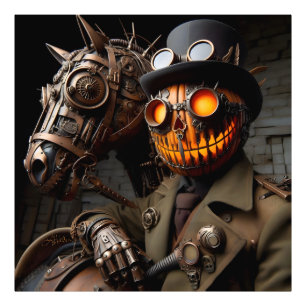 Foto Halloween Steampunk Jack-O-Lantern Horseman