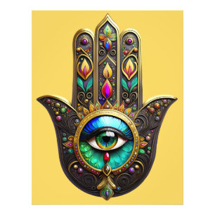 Foto Hamsa Dourado Marrom Colorido Olho Terceiro Arco-í