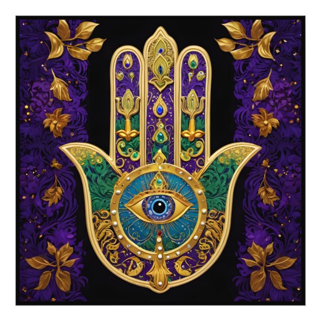Foto Hamsa Terceiro Olho Dourado Ornamentado (Frente)