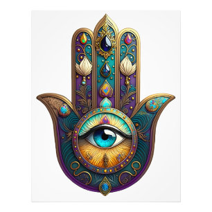 Foto Hamsa Violeta Dourado Turquesa c/ Terceiro Olho Tu