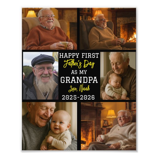 Foto Happy First Grandpa Day Photo Collage (Frente)