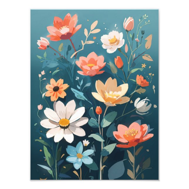 Foto Harmonia em Aquarela: Flores Tropicais em Flor (Frente)