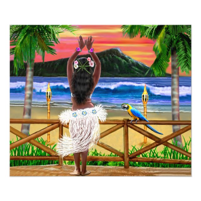 Foto havaiano Sunset Hula Dancer (Frente)