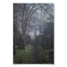 Haworth Churchyard na Impressão 4x6 de Mist