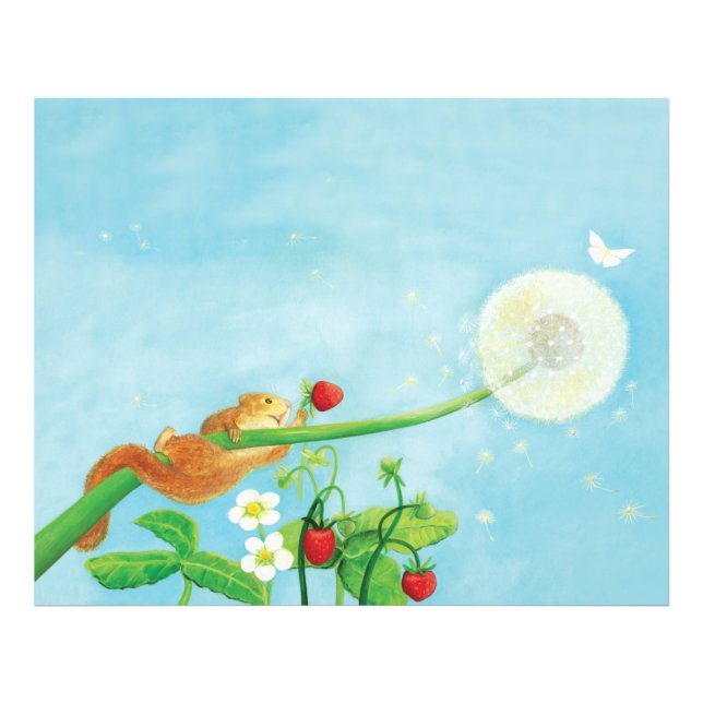 Foto Hazel Dormouse, morangos selvagens e cascas de dan (Frente)