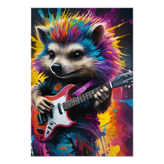 Foto Hedgehog toca guitarra, grafite de rock