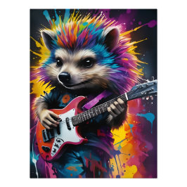 Foto Hedgehog toca guitarra, grafite de rock
