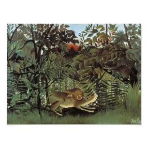Foto Henri Rousseau - o ataque com fome do leão