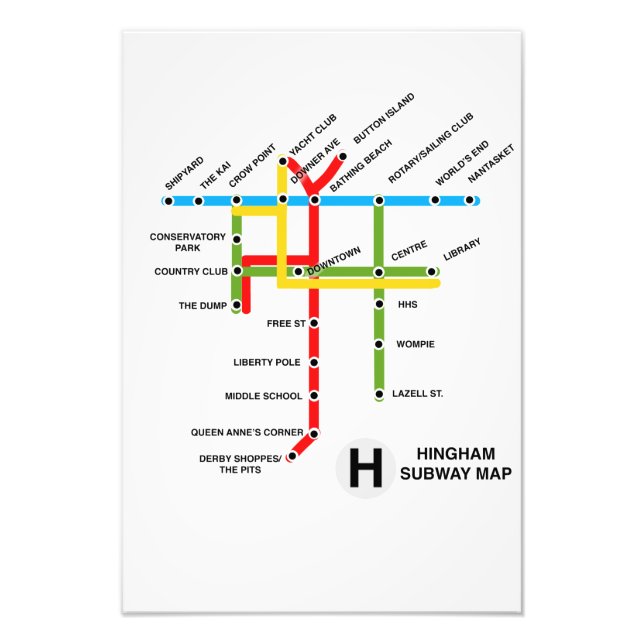 Foto Hingham Massachusetts Subway Map Satire (Frente)