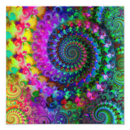 Foto Hippy Rainbow Fractal Pattern Poster