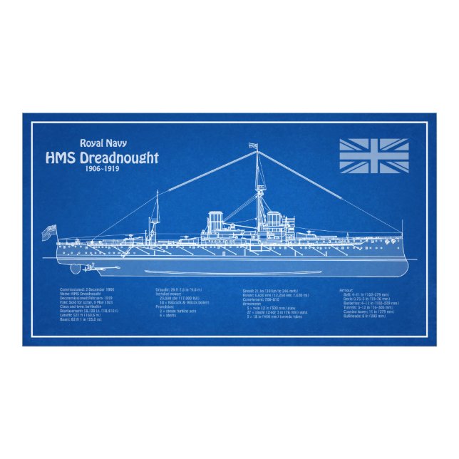 Foto HMS Dreadnled - Entregar ABD de Blueprint (Frente)