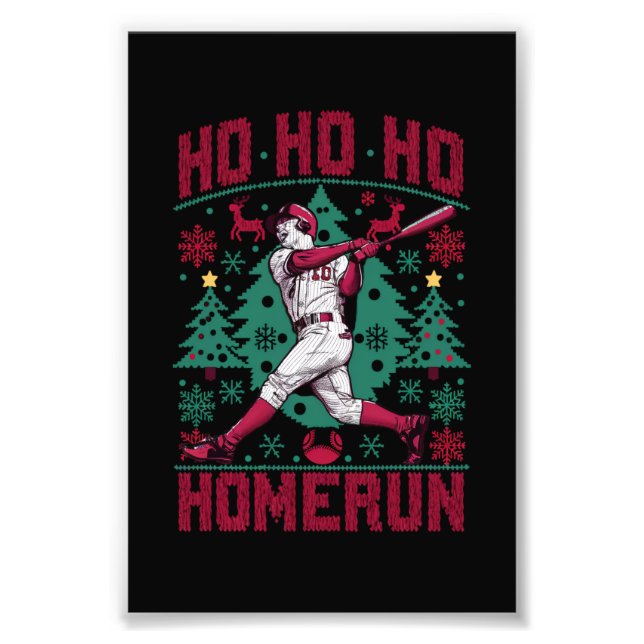 Foto Ho Homerun Baseball Febre Suéter de Natal Feio (Frente)