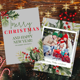 Foto: Holly Pine Red Berries Cartão de Natal