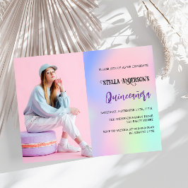 Foto holográfica rosa Convite Quinceanera