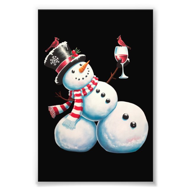 Foto Homem de Neve Com Vinho Natal Presente de Natal Di (Frente)
