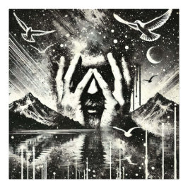 Foto Homem segurando sua cabeça em suas palmas, preto e