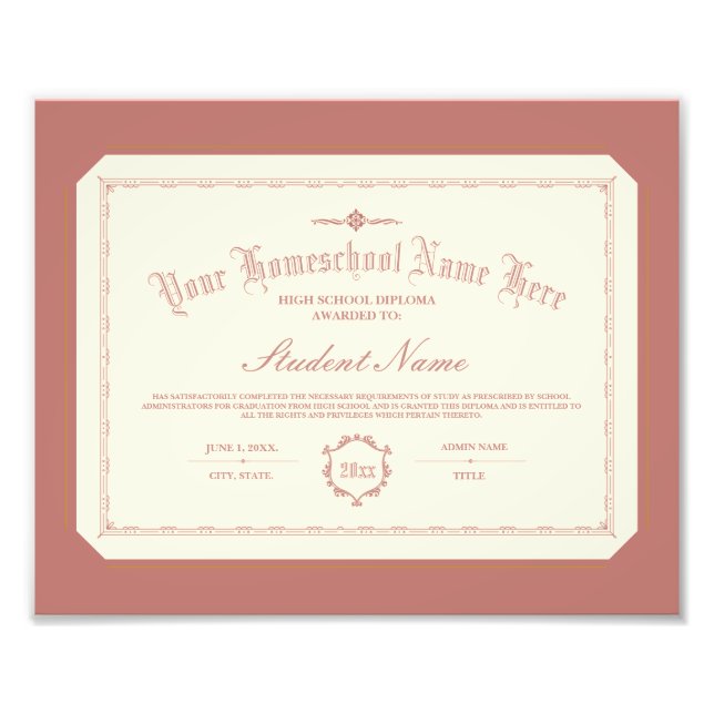 Foto Homeschool Diploma Traditional Soft Red (Frente)