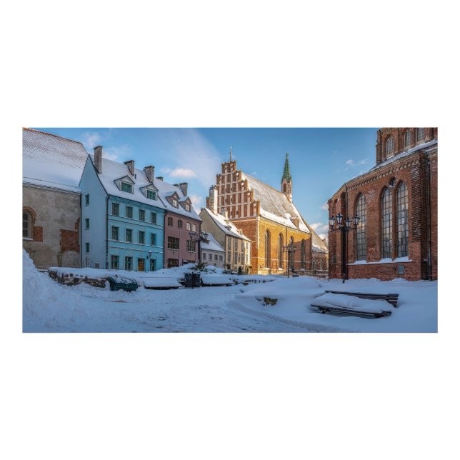 Foto Igreja de Peter no inverno em Riga, Letónia (Frente)