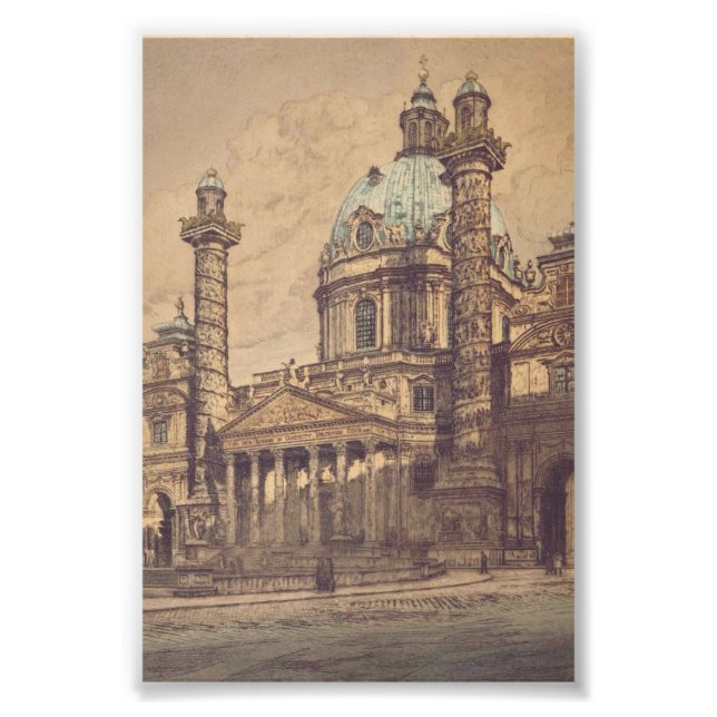 Foto Igreja Karlskirche em Viena, Áustria (Frente)