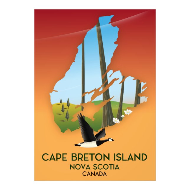 Foto Ilha Cape Breton nova Escócia Canadá mapa (Frente)