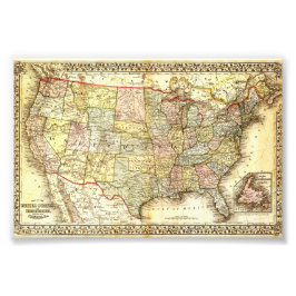 Foto Ilustração Antiga do Mapa dos Estados Unidos