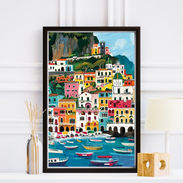 Foto Ilustração Colorida de Praia Costeira Amalfi (Criador carregado)