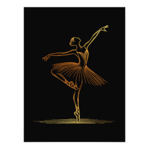 Foto Ilustração da Elegante Ouro Line Art Ballerina