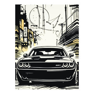 Foto Ilustração de Arte Pop Frontal de Carro Musculoso 
